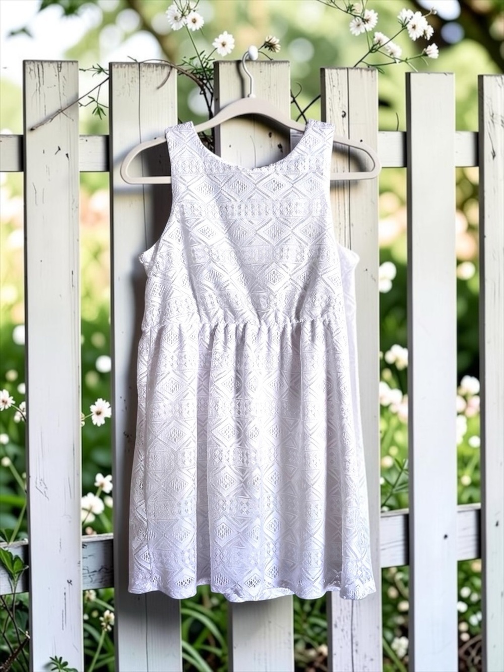 My Michelle Girls Dress White Lace Sleeveless Special Occasion Size 16 EUC